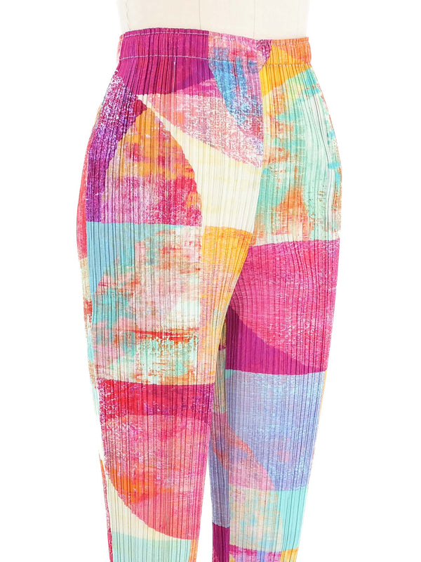 Issey Miyake Pleats Please Pastel Abstract Print Pants Bottom arcadeshops.com