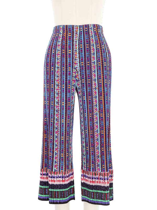 Issey Miyake Pleats Please Border Print Cropped Pants Bottom arcadeshops.com