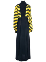Ossie Clark Yellow Striped Crepe Dress Dress arcadeshops.com