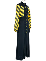 Ossie Clark Yellow Striped Crepe Dress Dress arcadeshops.com