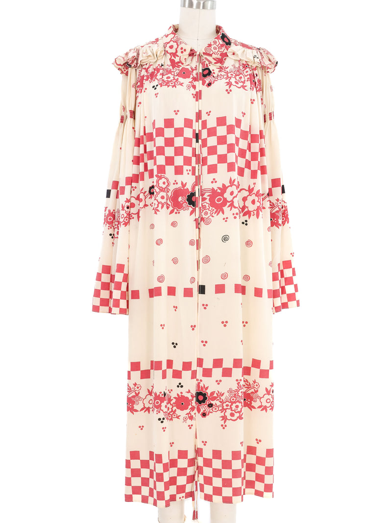 Ossie Clark Check Printed Open Front Dress Dress arcadeshops.com