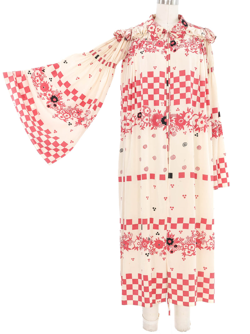 Ossie Clark Check Printed Open Front Dress Dress arcadeshops.com