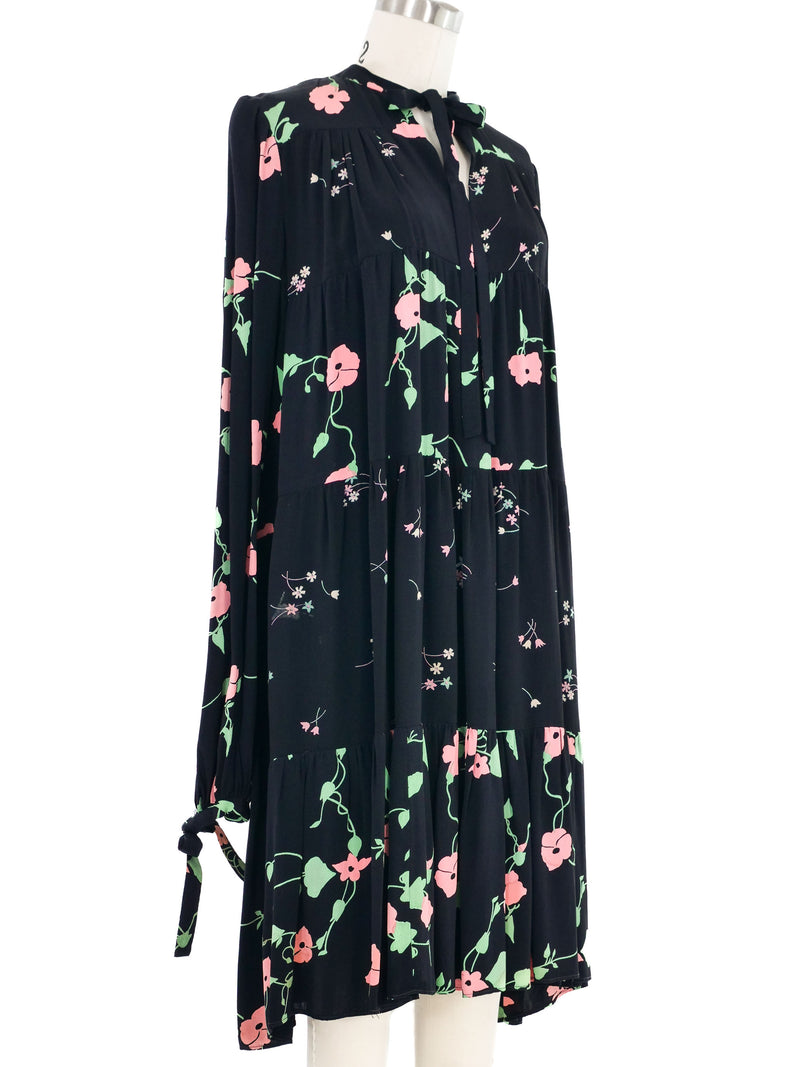 Ossie Clark Celia Birtwell Pop Art Floral Babydoll Dress Dress arcadeshops.com