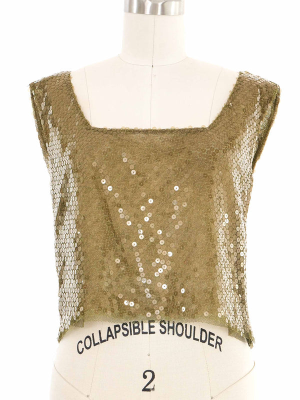 1998 Yeohlee Green Sequined Tank Top arcadeshops.com