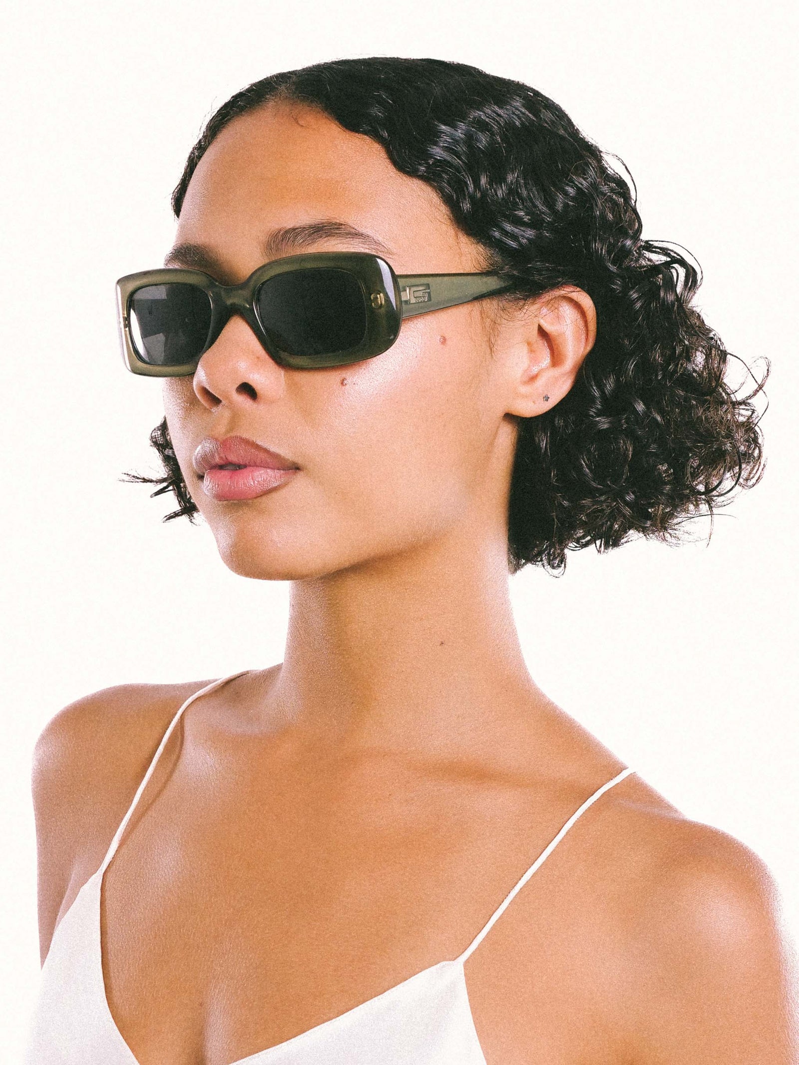 1990s Gucci Green Rectangular Sunglasses