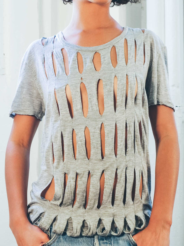 Dior Homme by Hedi Slimane Gray Cutout Tee T-shirt arcadeshops.com