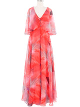 1960s Printed Chiffon Flutter Dress Dress arcadeshops.com