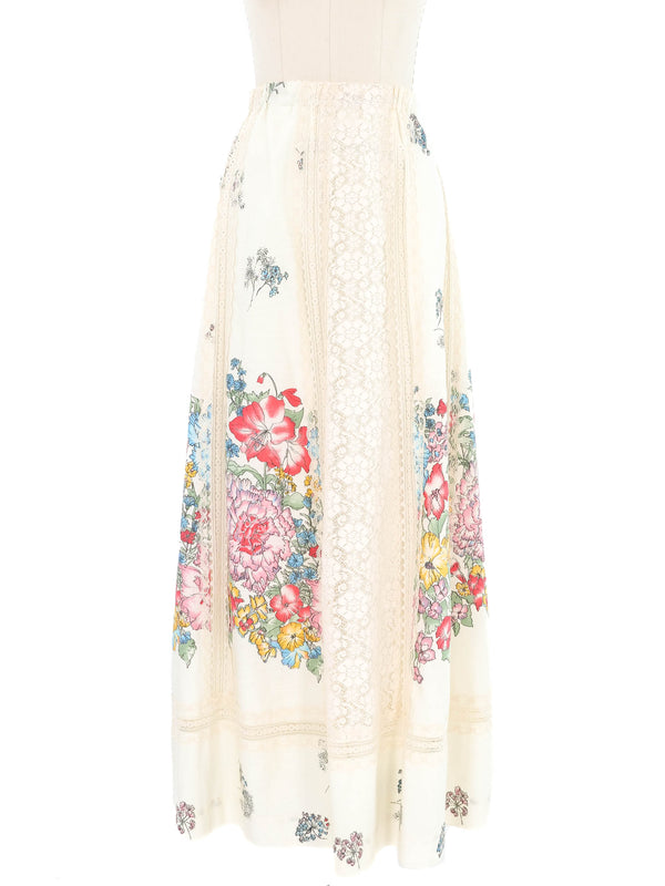 Lace Accented Floral Prairie Skirt Bottom arcadeshops.com