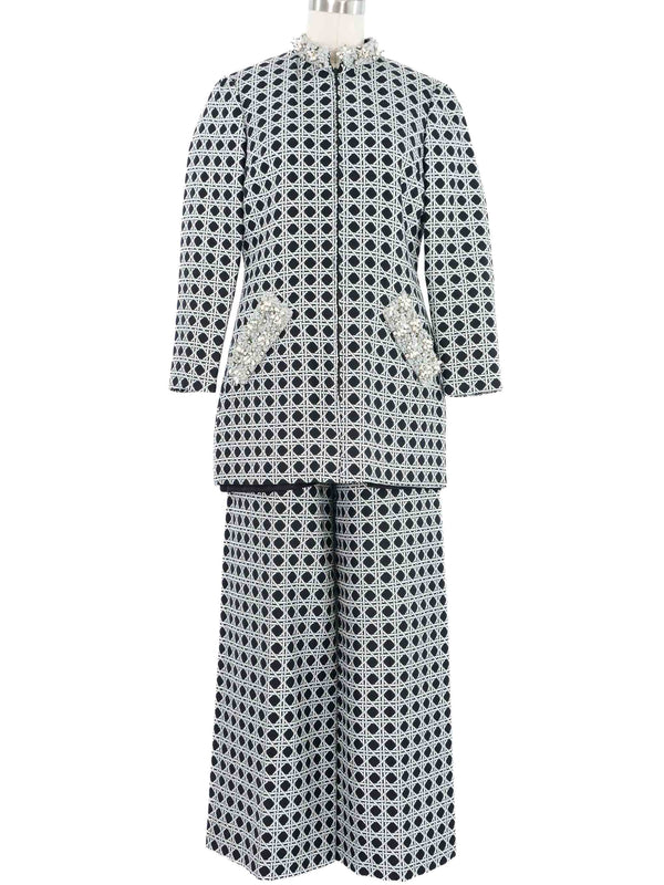 Bead Embellished Metallic Brocade Pant Suit Suit arcadeshops.com