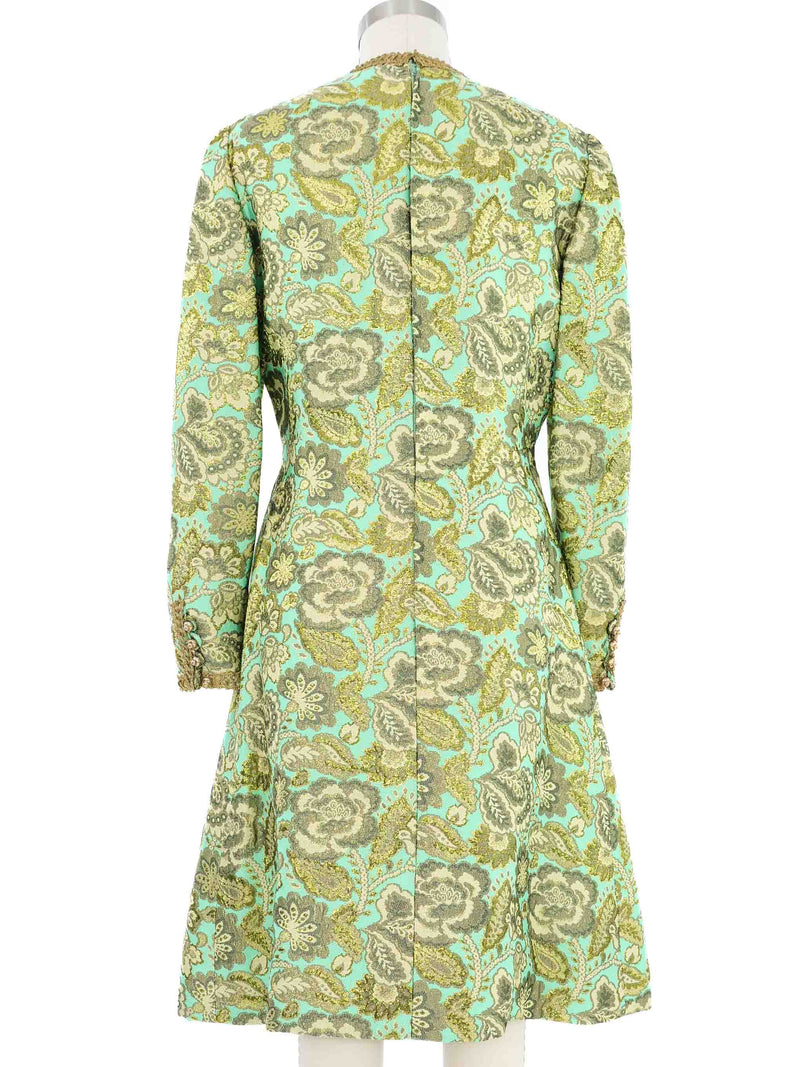 Adele Simpson Metallic Floral Brocade Pleat Front Dress Dress arcadeshops.com