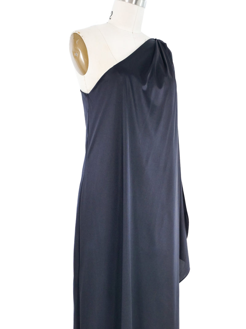 Halston One Shoulder Caftan Gown Dress arcadeshops.com