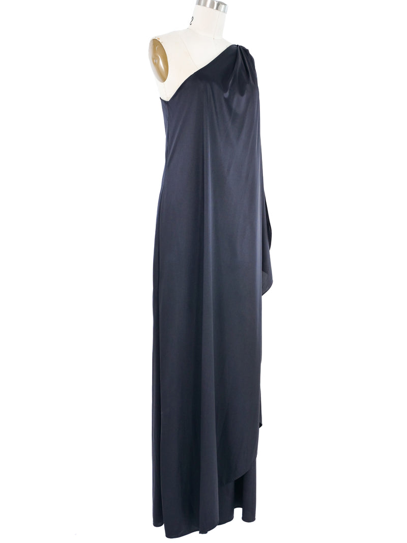 Halston One Shoulder Caftan Gown Dress arcadeshops.com
