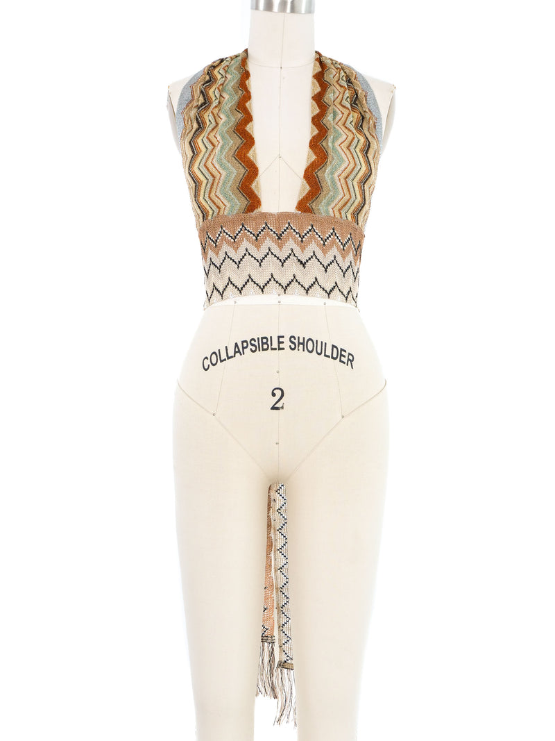 Missoni Fringed Knit Halter Top Top arcadeshops.com