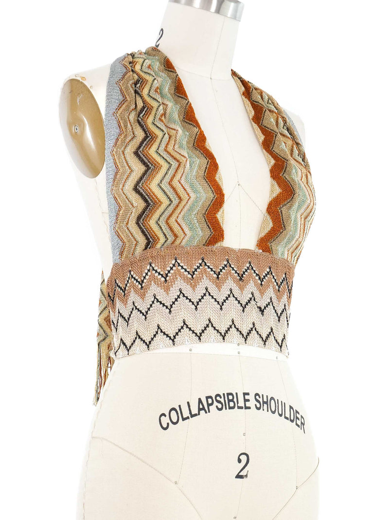 Missoni Fringed Knit Halter Top Top arcadeshops.com
