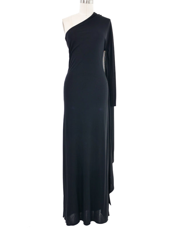 2001 Yeohlee Black Jersey Wrap Shoulder Gown Dress arcadeshops.com