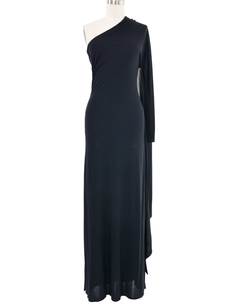 2001 Yeohlee Black Jersey Wrap Shoulder Gown Dress arcadeshops.com