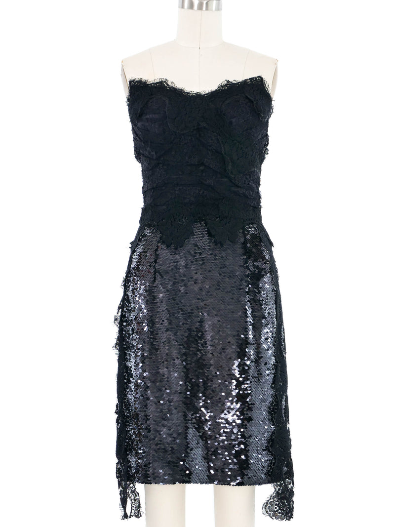 Dolce & Gabbana Sequin Accented Lace Bustier Dress Dress arcadeshops.com