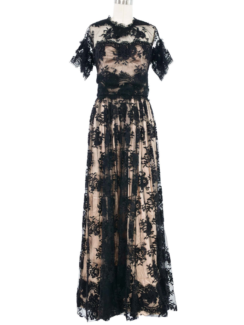 Dolce & Gabbana Black Lace Illusion Gown Dress arcadeshops.com