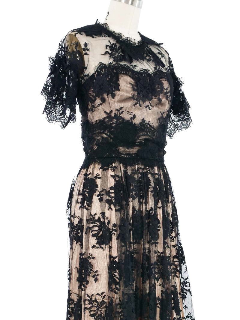 Dolce & Gabbana Black Lace Illusion Gown Dress arcadeshops.com