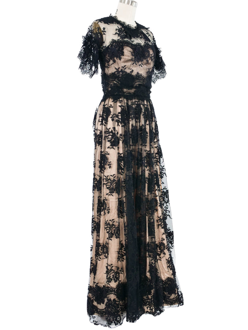 Dolce & Gabbana Black Lace Illusion Gown Dress arcadeshops.com