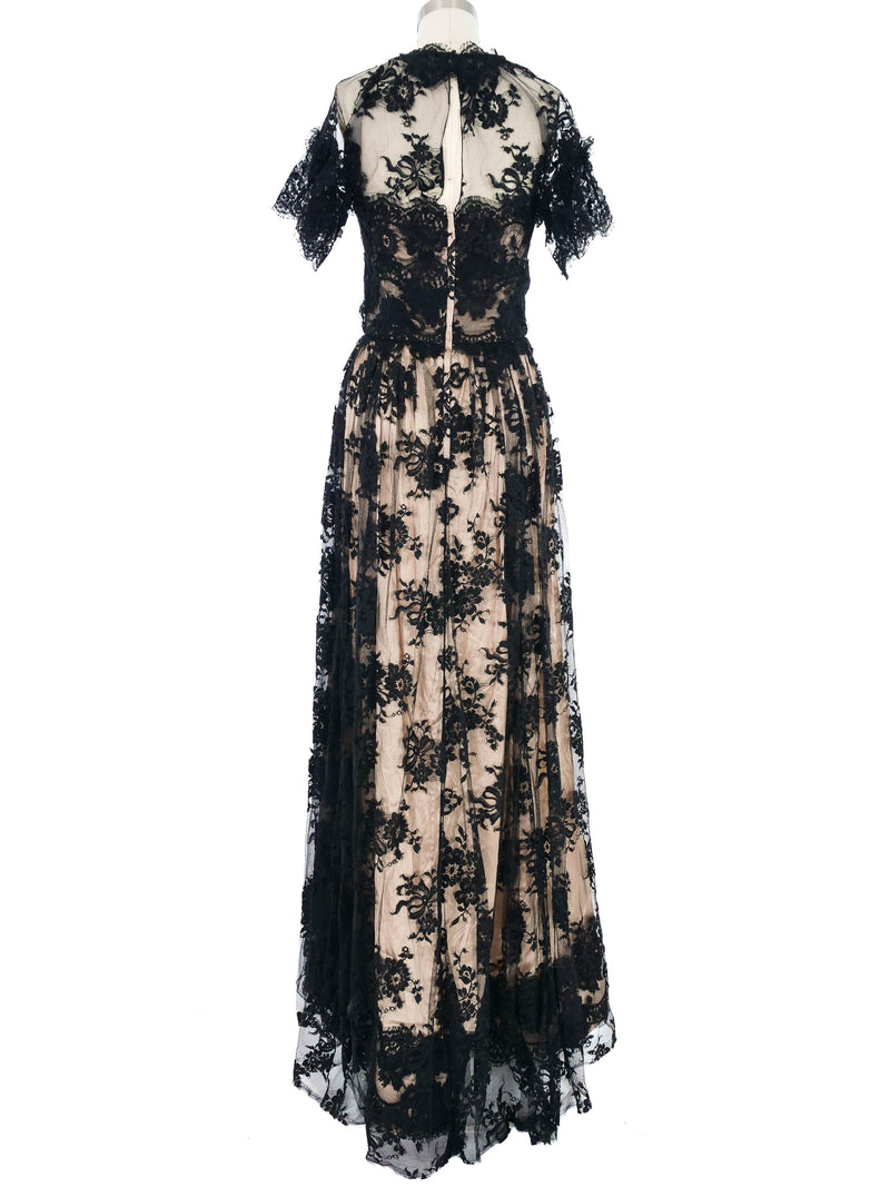 Dolce & Gabbana Black Lace Illusion Gown Dress arcadeshops.com
