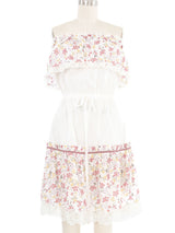 D&G White Strapless Floral Lace Trimmed Dress Dress arcadeshops.com