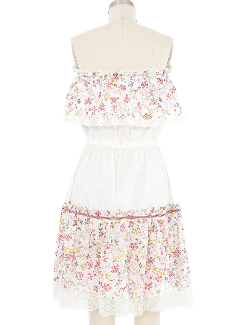 D&G White Strapless Floral Lace Trimmed Dress Dress arcadeshops.com