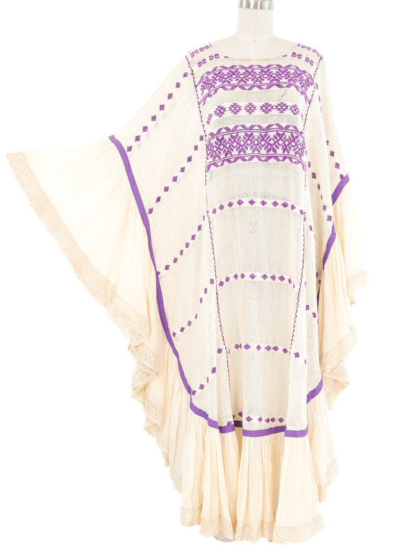 Embroidered Gauze Ruffle Caftan Dress arcadeshops.com