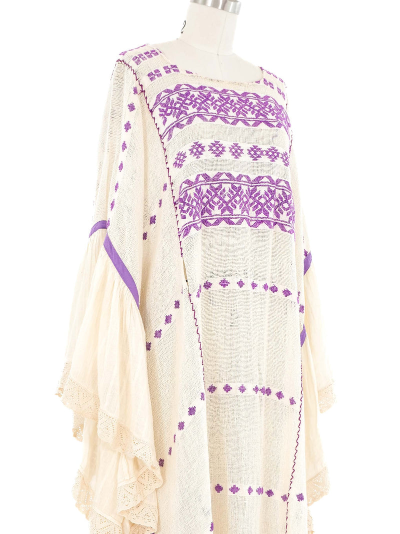 Embroidered Gauze Ruffle Caftan Dress arcadeshops.com