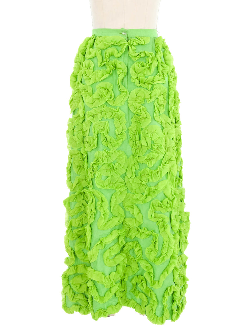 1960s Lime Green Ruffle Skirt Bottom arcadeshops.com