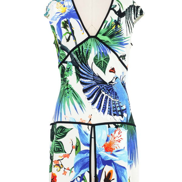 リゾート リッチ 古着 roberto cavalli 総柄 ミニドレス Roberto Cavalli Rainforest Print Dress