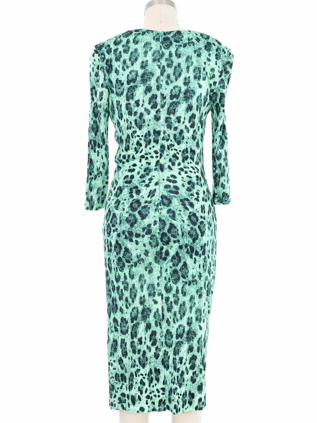 Blumarine Turquoise Leopard Print Jersey Dress