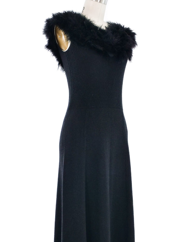 St. John Feather Trimmed Santana Knit Dress Dress arcadeshops.com