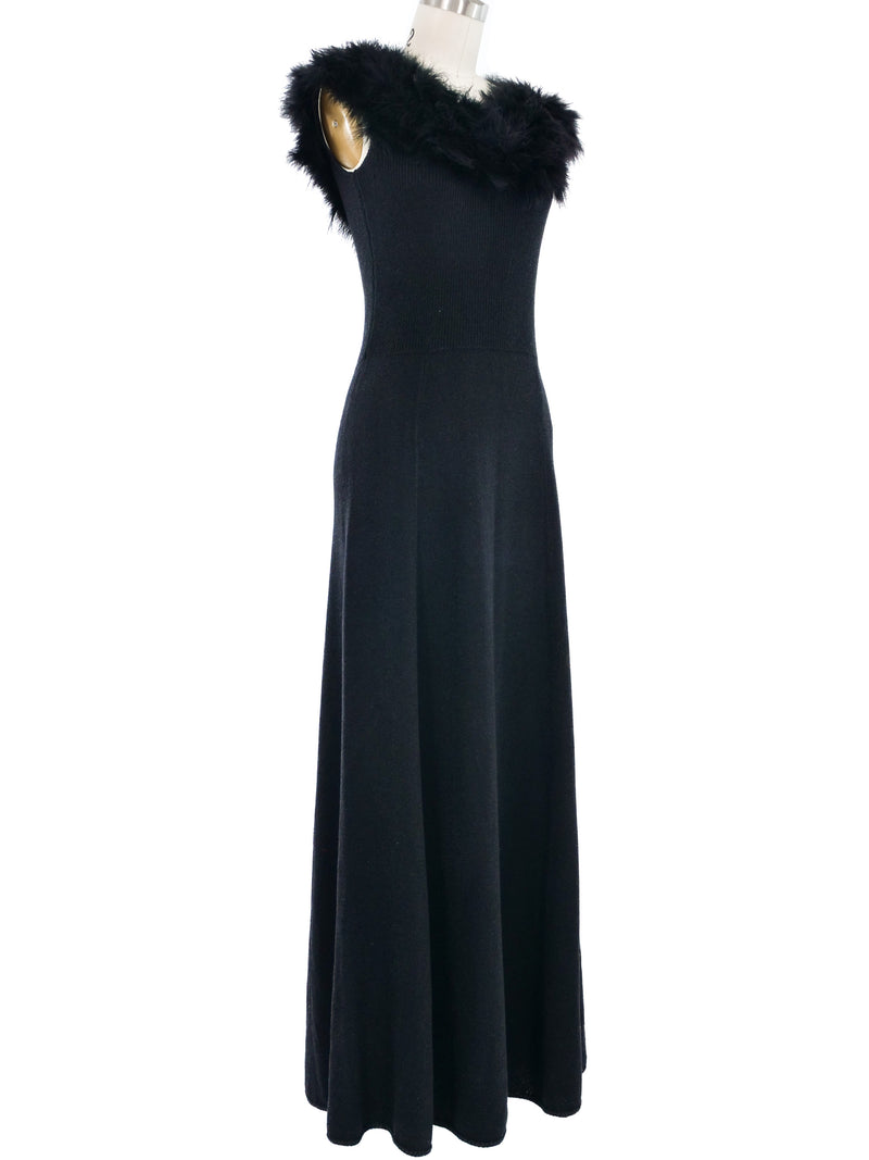 St. John Feather Trimmed Santana Knit Dress Dress arcadeshops.com