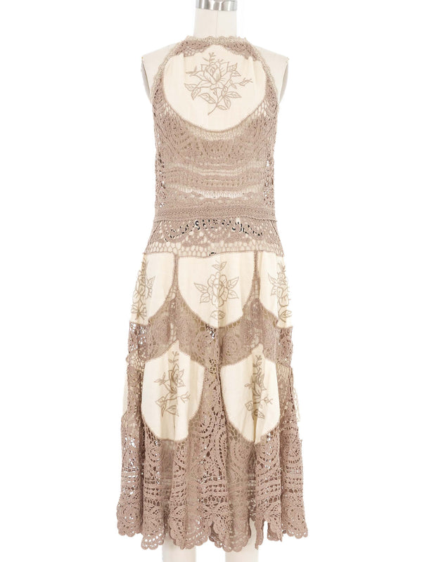 Floral Paneled Sleeveless Crochet Dress Dress arcadeshops.com