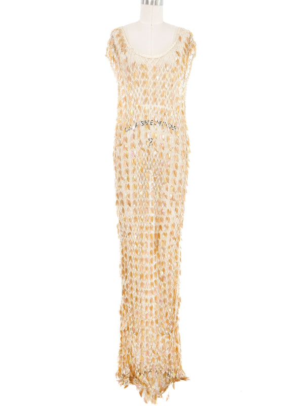 Leaf Paillette Crochet Net Dress Dress arcadeshops.com