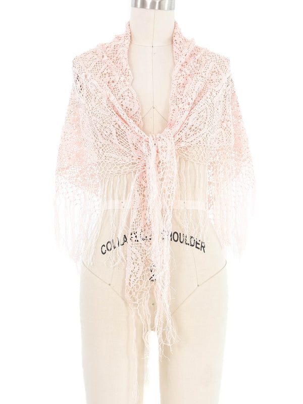 Pink Crochet Fringed Wrap Accessory arcadeshops.com