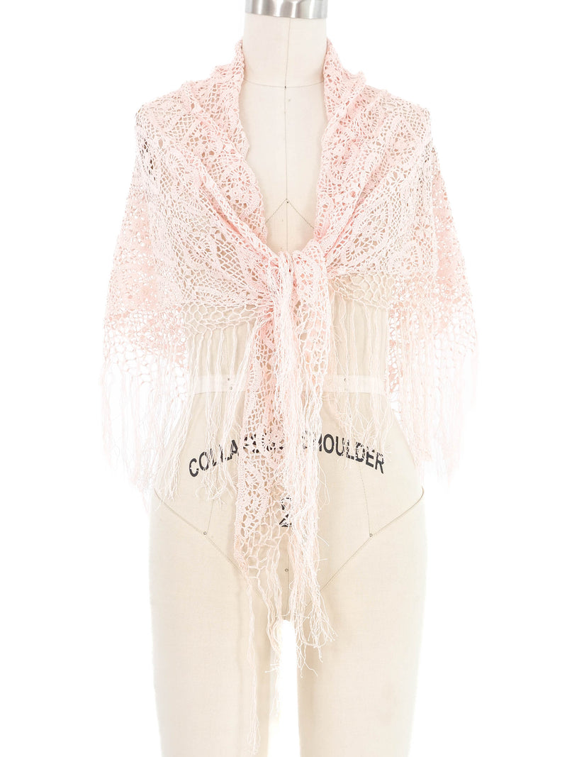 Pink Crochet Fringed Wrap Accessory arcadeshops.com