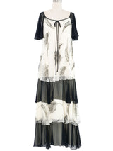 1970s Graphic Floral Flutter Dress Dress arcadeshops.com
