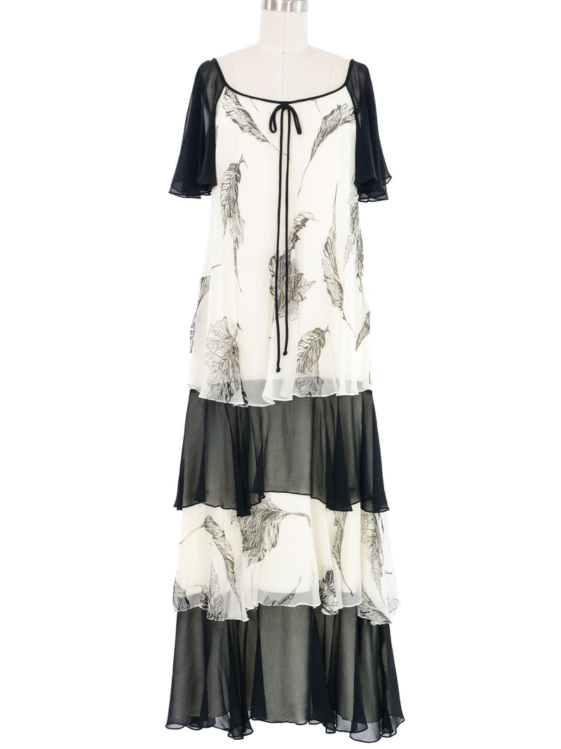 1970s Graphic Floral Flutter Dress Dress arcadeshops.com