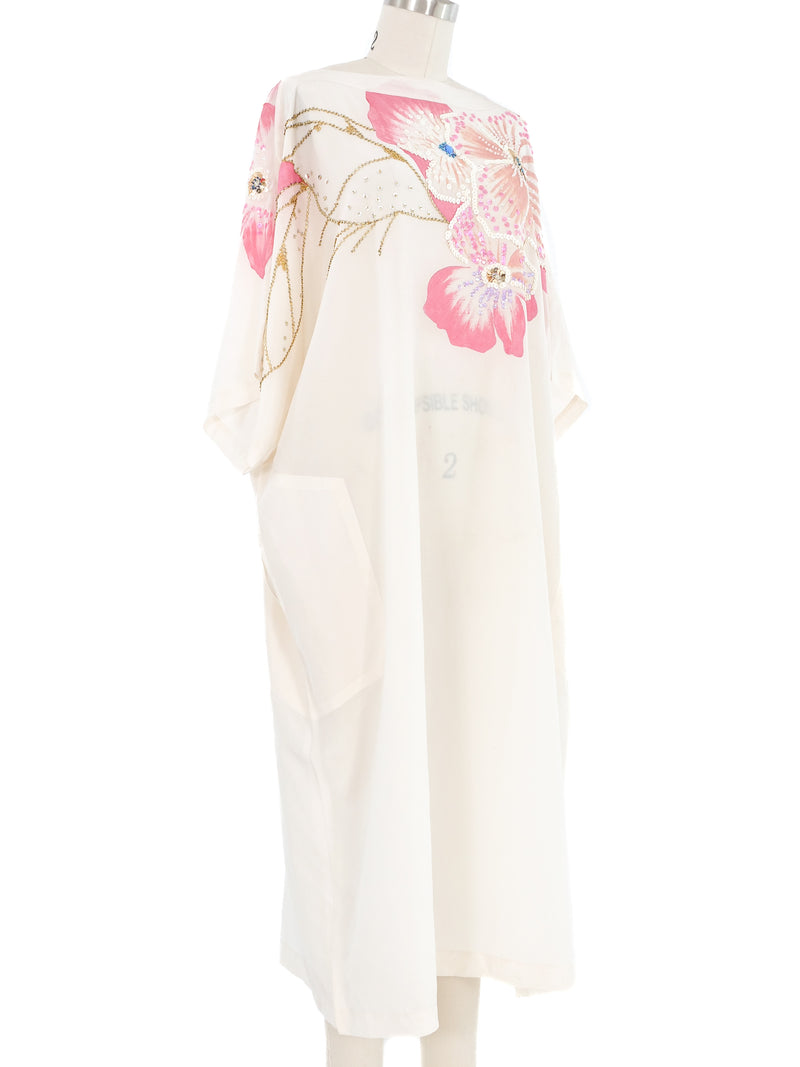 Sequin Accented Hand Painted Silk Dress Dress arcadeshops.com