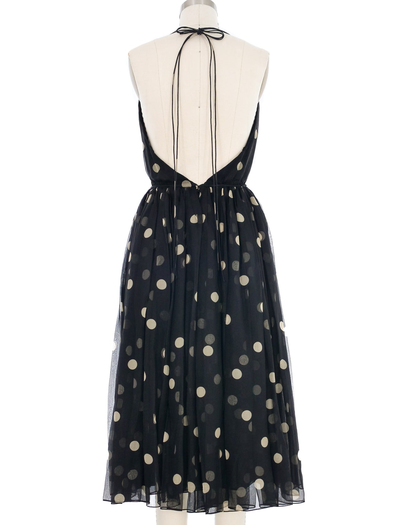 Galanos Polka Dot Silk Halter Dress and Shawl Galanos Polka Dot Silk Halter Dress and Shawl