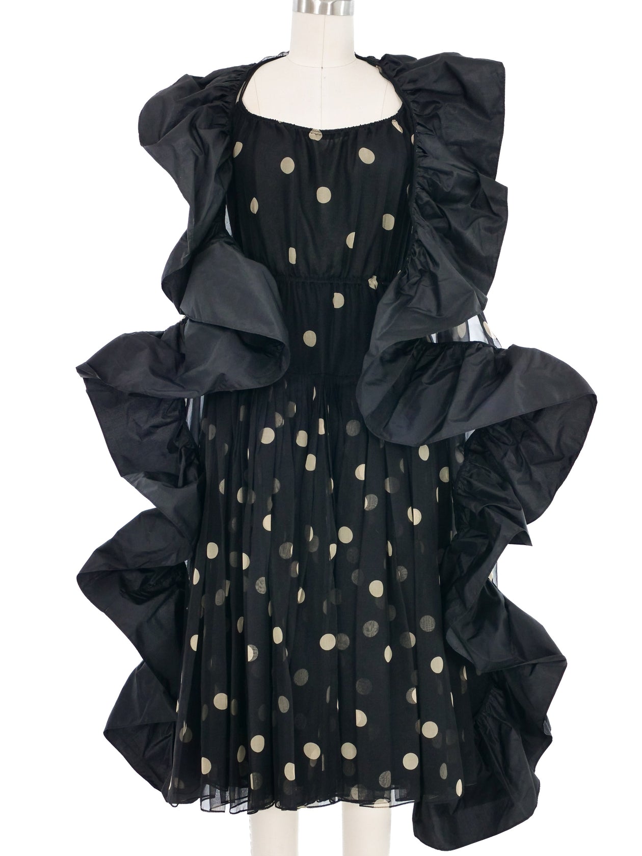 Galanos Polka Dot Silk Halter Dress and Shawl