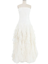 Arnold Scaasi Dotted Tulle Ruffle Gown Dress arcadeshops.com
