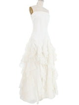 Arnold Scaasi Dotted Tulle Ruffle Gown Dress arcadeshops.com