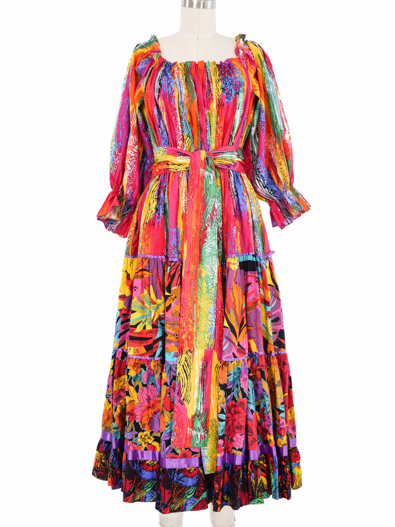 Vibrant Mixed Print Ruffle Dress Dress arcadeshops.com