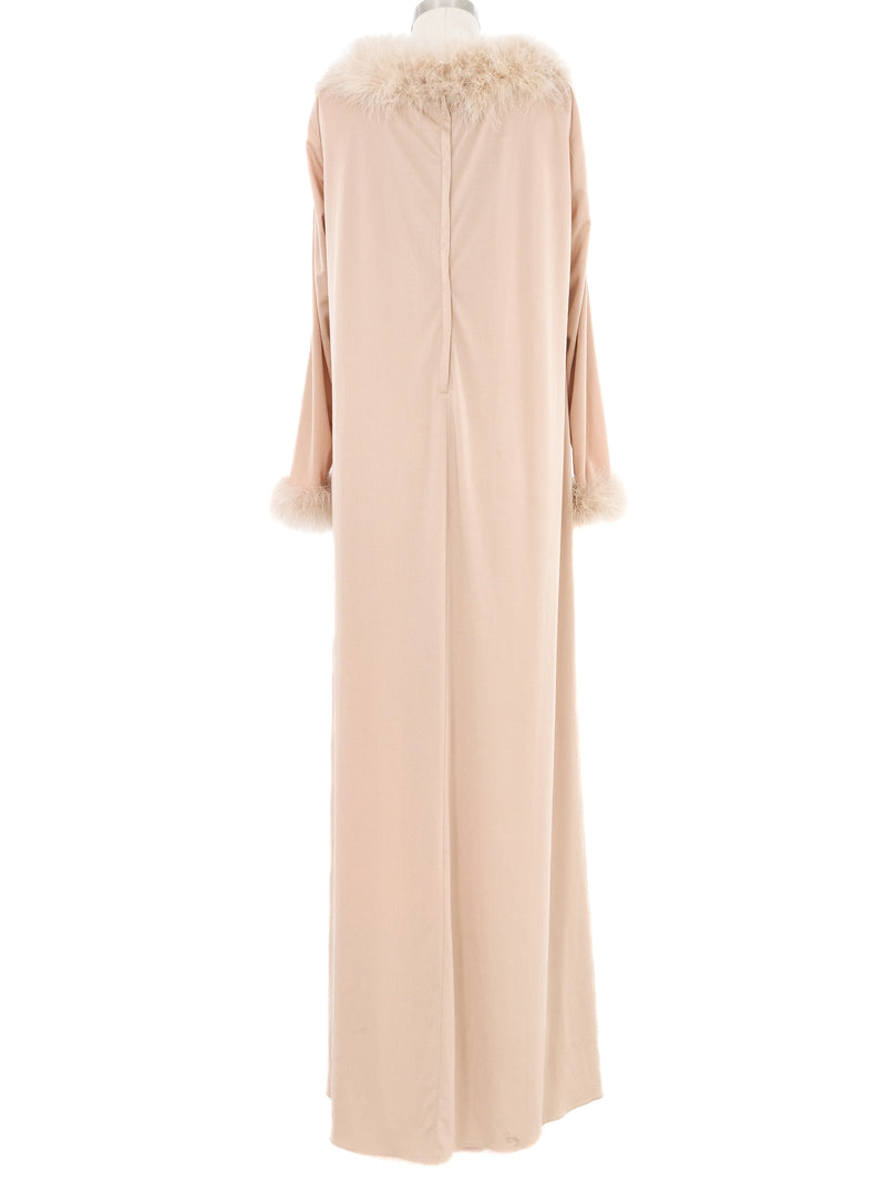 Lilli Diamond Feather Trimmed Jersey Gown Dress arcadeshops.com
