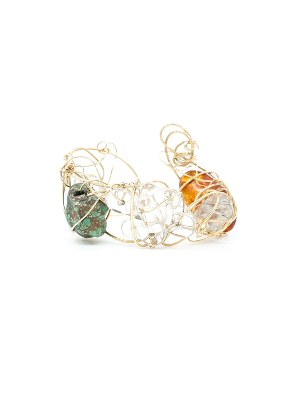 Kazuko Oshima 14k Gold Web Stone Cuff Accessory arcadeshops.com