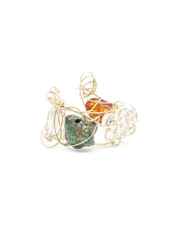 Kazuko Oshima 14k Gold Web Stone Cuff Accessory arcadeshops.com