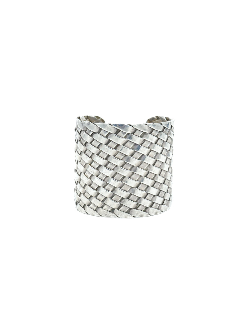 Sterling Silver Basketweave Cuff Accessory arcadeshops.com